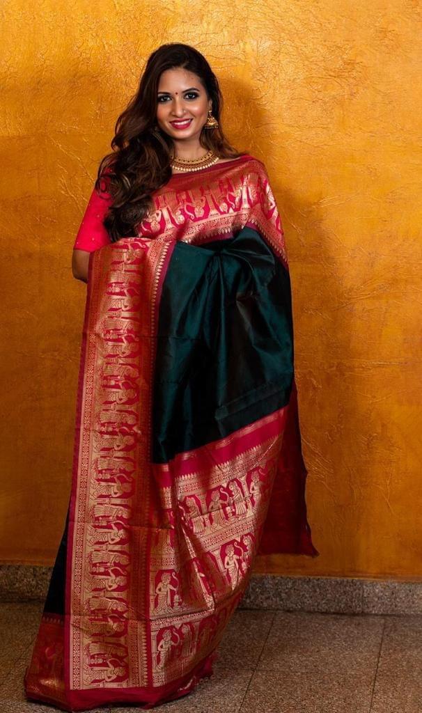 Zari Work Silk Saree With Blouse Piece