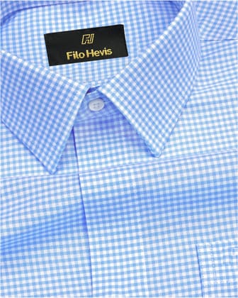 Check Regular Fit Cotton Shirt - Sky Blue-M