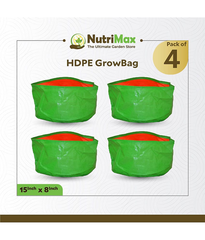Nutrimax 200 GSM HDPE Grow Bags 15 inch x 8 inch Pack of 4 Outdoor Plant Bag