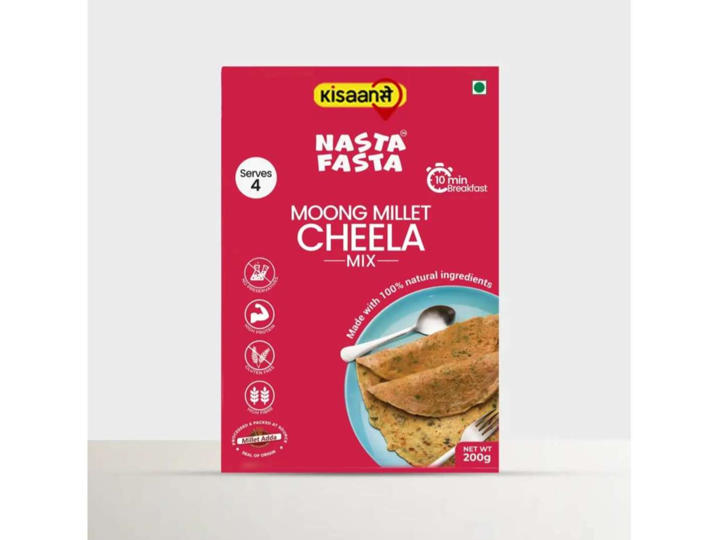 KisaanSay Nasta Fasta Moong-Millet Cheela Mix - 200 Gram