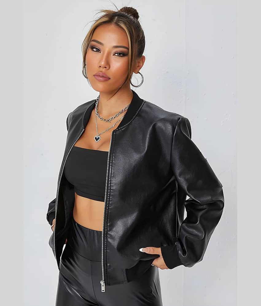 PLUS PARADISE Women Regular Jacket ( Black )
