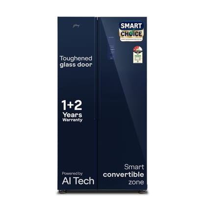 Godrej 600L 3Star 5 Years Comprehensive Warranty Smart Convertible Zones | Toughened Glass Door | Frost Free Inverter Refrigerator (2025 Model, RS EONVELVET 646C RIT SM BL, Storm Blue) Godrej 600L 3Star 5 Years Comprehensive Warranty Smart Convertible Zo