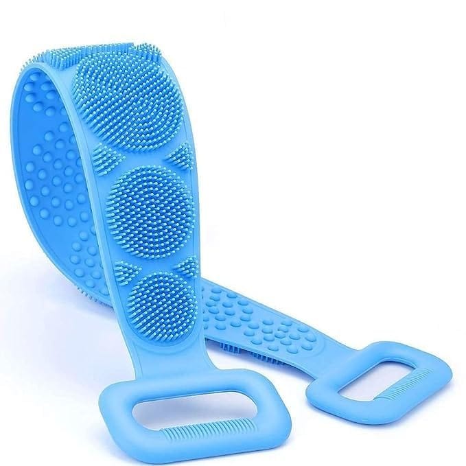 Silicone Back Scrubber and Body Exfoliator Brush | Soft & Gentle Back Washer with Handles | Long-Reach Bath & Shower Strap for Men & Women | Spa & Massaging Scrubber (Sky Blue)