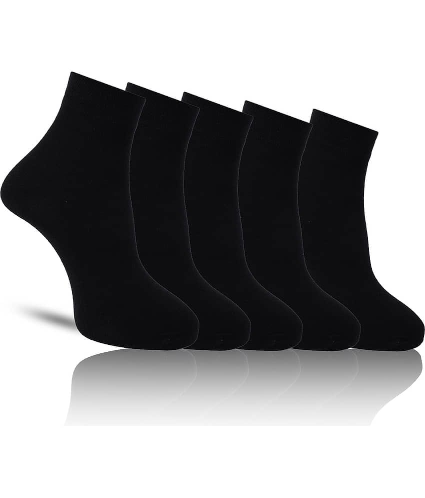 Dollar - Cotton Men's Solid Black Ankle Length Socks ( Pack of 5 )