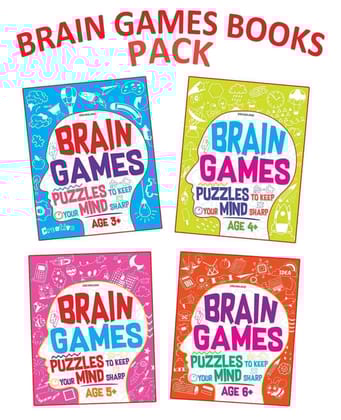 Brain Games 4 books Pack for Age 3 - 8 years - Puzzles to Keep Your Mind Sharp, 352 Pages [Paperback] Dreamland Publications