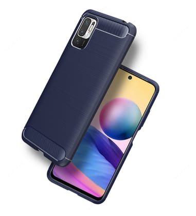 Carbon Fibre Series Shockproof Armor Back Cover for Xiaomi Redmi Note 10T 5G, Poco M3 Pro 5G, 6.5 inch, Blue