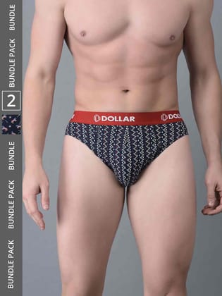 Men's Assorted Pack of 2 Combed Cotton Printed Brief