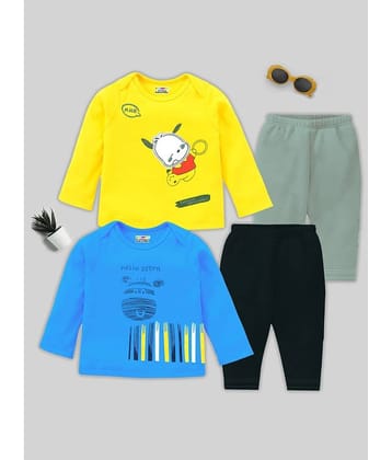 Kuchipoo Multicolor Cotton Blend Baby Boy T-Shirt & Pyjama Set ( Pack of 2 )