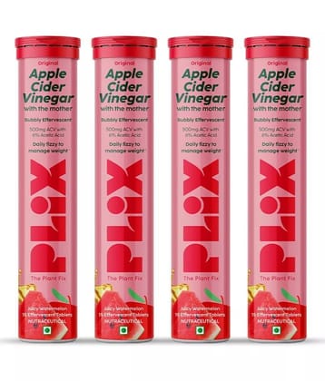 Plix Apple Cider Vinegar Effervescent Tablets Watermelon Flavour with Vitamin B12 (4 x 15 No)