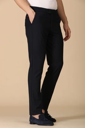 Minimal - Checkered Formal Trouser - Navy-S-30 / NAVY
