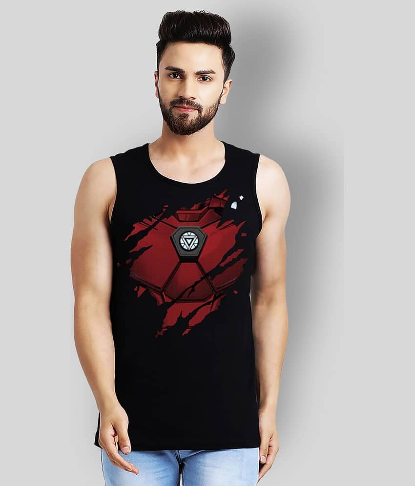 Leotude Pack of 1 Cotton Blend Sleeveless Vest For Men ( Black )