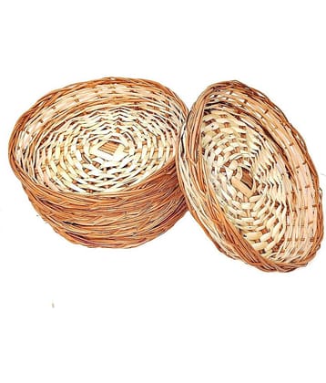 PRANSUNITA Handmade Kashmir Wooden Heavy Duty Willow Round Basket for Gift & Wedding Packaging, Size 7.5 x 7.5 x 1.5 inch, Pack of 5 pcs