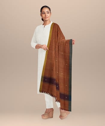 Orange yellow handloom natural dyed cotton dupatta