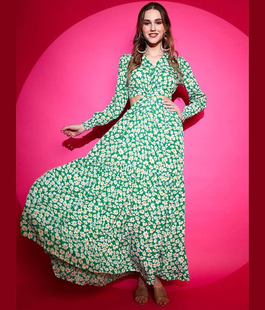 Sheetal associates Women Crepe Printed Cut Out Dress ( Black )