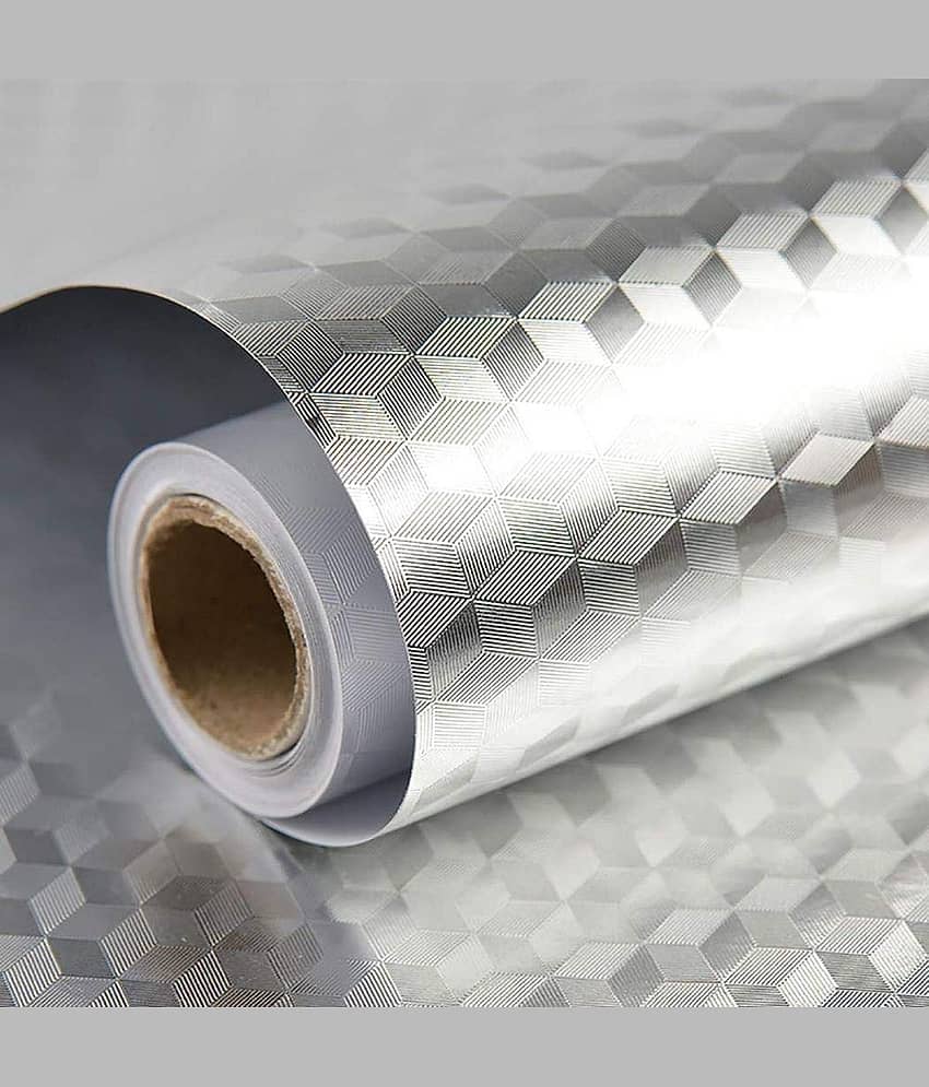 Geeo Diamond Design In Silver Foil Wall Paper 60cm X2m (Pack of 1)