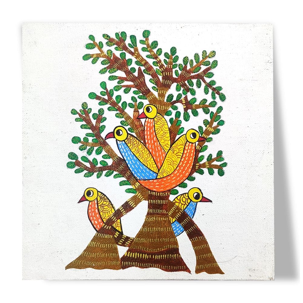 Gond Art on MDF Square Board DIY Kit by Penkraft