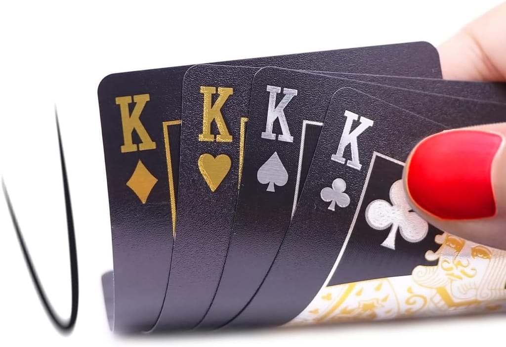 Playing Cards,54 Sheet Black Deck of Poker Card Waterproof Plastic Standard Playing Cards,for Family Party BBQ Gatherings,Black Grid