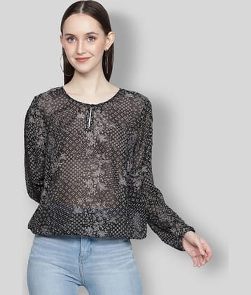 NUEVOSDAMAS Women's Georgette Regular Top ( Black )