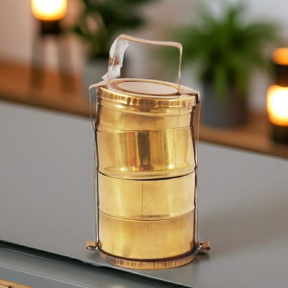 Brass Lunch Box Decorative Miniature | Vintage Brass Toy, Height : 3.5 Inch (ZMAS370 E)