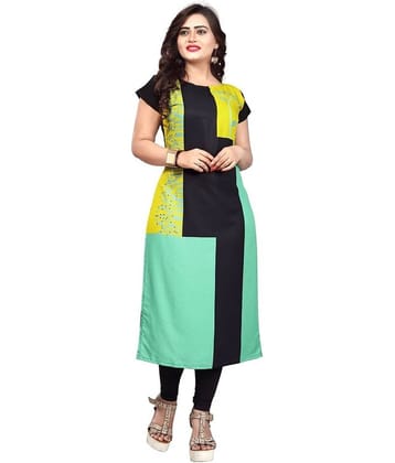 AK FASHION MALL Pack of 1 Crepe Printed Straight Women's Kurti - ( Multicolor )