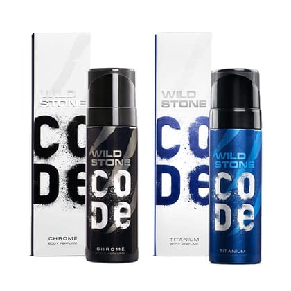 WILD STONE CODE Chrome And Titanium Long Lasting No Gas Body Perfume Spray For Men, Pack Of 2 (150Ml Each) WILD STONE CODE Chrome And Titanium Long Lasting No Gas Body Perfume Spray For Men, Pack Of 2 (150Ml Each) - 150 ml (Pack of 2)