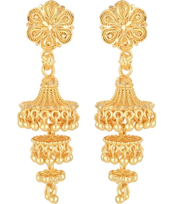 VIVASTRI Golden Jhumki Earrings ( Pack of 1 )