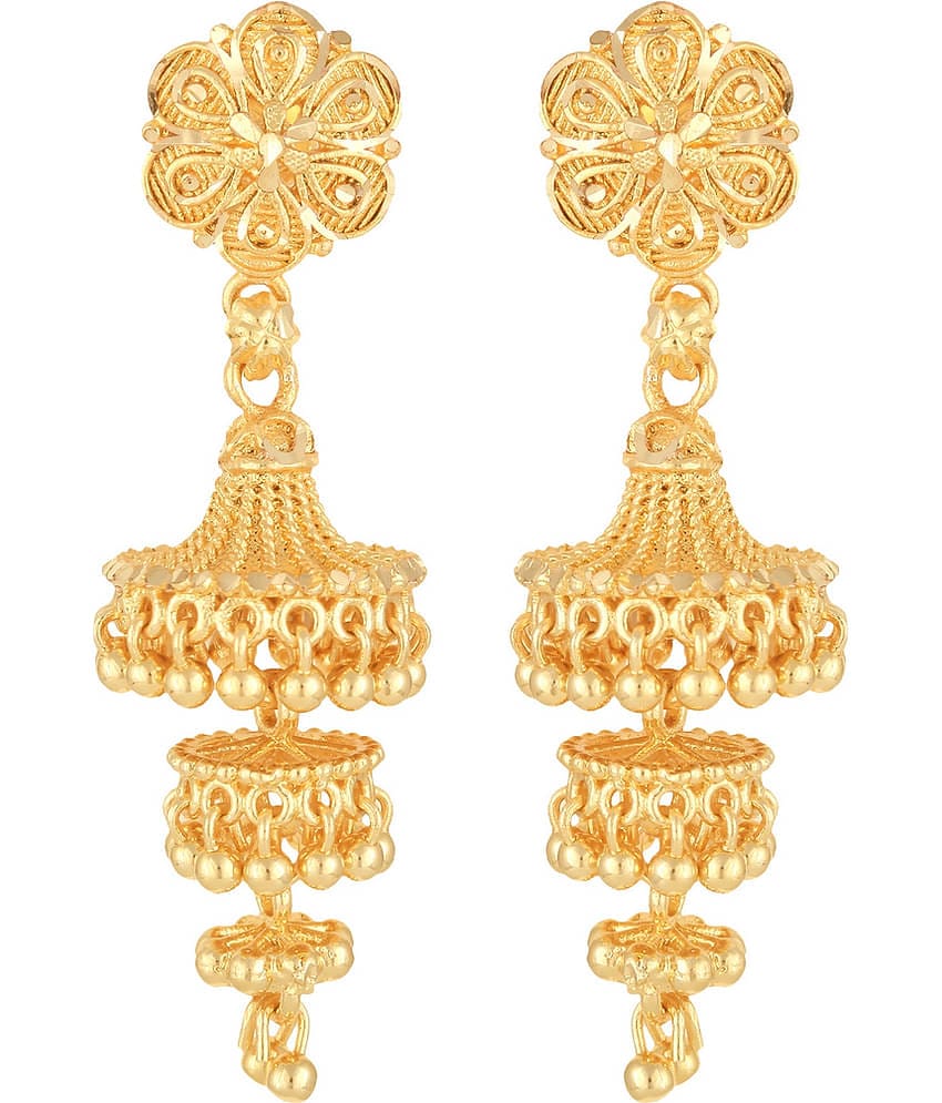 VIVASTRI Golden Jhumki Earrings ( Pack of 1 )