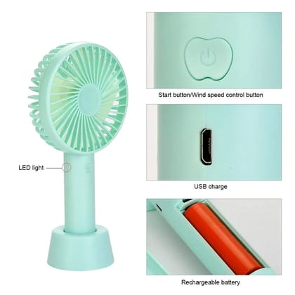 Mini Portable USB Fan Rechargeable Battery Operated Table Fan - Handy Base (Multicolour)  by Ruhi Import Store