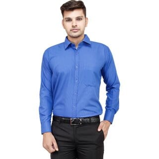 Baleshwar Men Blue Solid Formal Shirt (Pack of 1)
