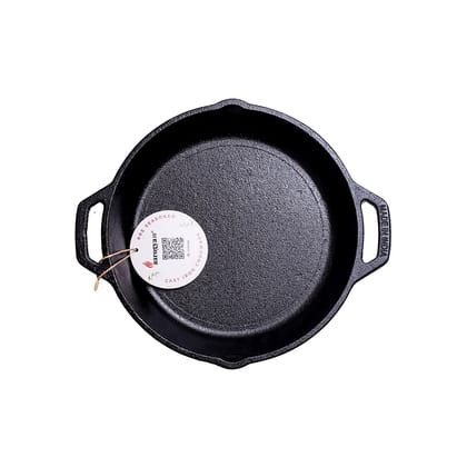 Aarogyam Cast Iron Round Skillet (Rough), Pre-Seasoned 10 inch Diameter (25cm), Naturally Non-stick, Toxin-Free, Gas & Induction Compatible, Weight- 2.3 kg (Colour - Black) by Aarogyam - The Cast Iron Shop