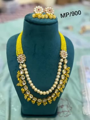 Kundan beads long necklace
