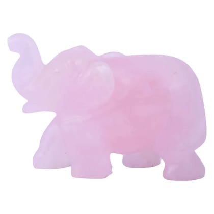 Rose Quartz Crystal Elephant, Sculpture, Fine Figurine, Statue, Handicrafts, Gemstone(KI_80)  by Krishna Impex