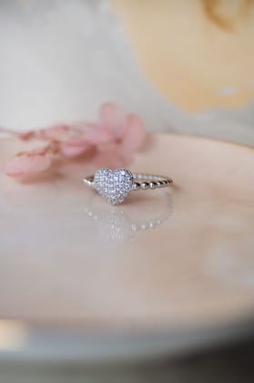 Adorable Cluster Heart Rose Gold Plated Sterling Silver Ring-US 5 = 15.6mm Diameter / Silver