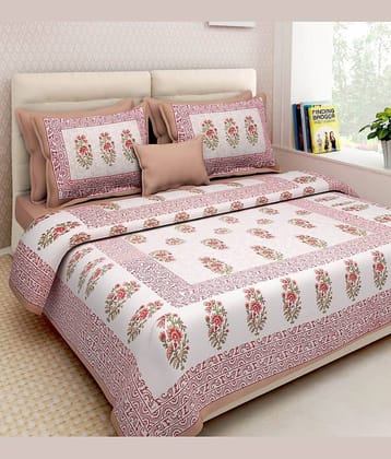 PETROSOLY Cotton 1 Double Bedsheet with 2 Pillow Covers ( White )