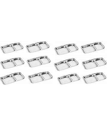 Dynore 12 Pcs Stainless Steel Silver Partition Plate
