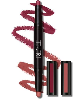 RENEE 2 In 1 Transfer Not Crayon, Matte Lip Color with 1 Light & Dark Shades, LC 02, 4gm
