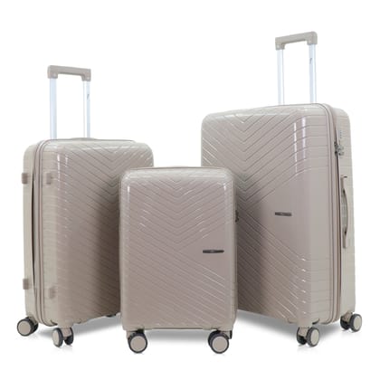 SKYCARRY Specta | Trolley Bag Set of 3 | Durable Hard Shell | TSA Type Lock | Spinner Luggage | 360 Disc Spinner Wheels | Travel Suitcase (3, Khaki, S,M,L)
