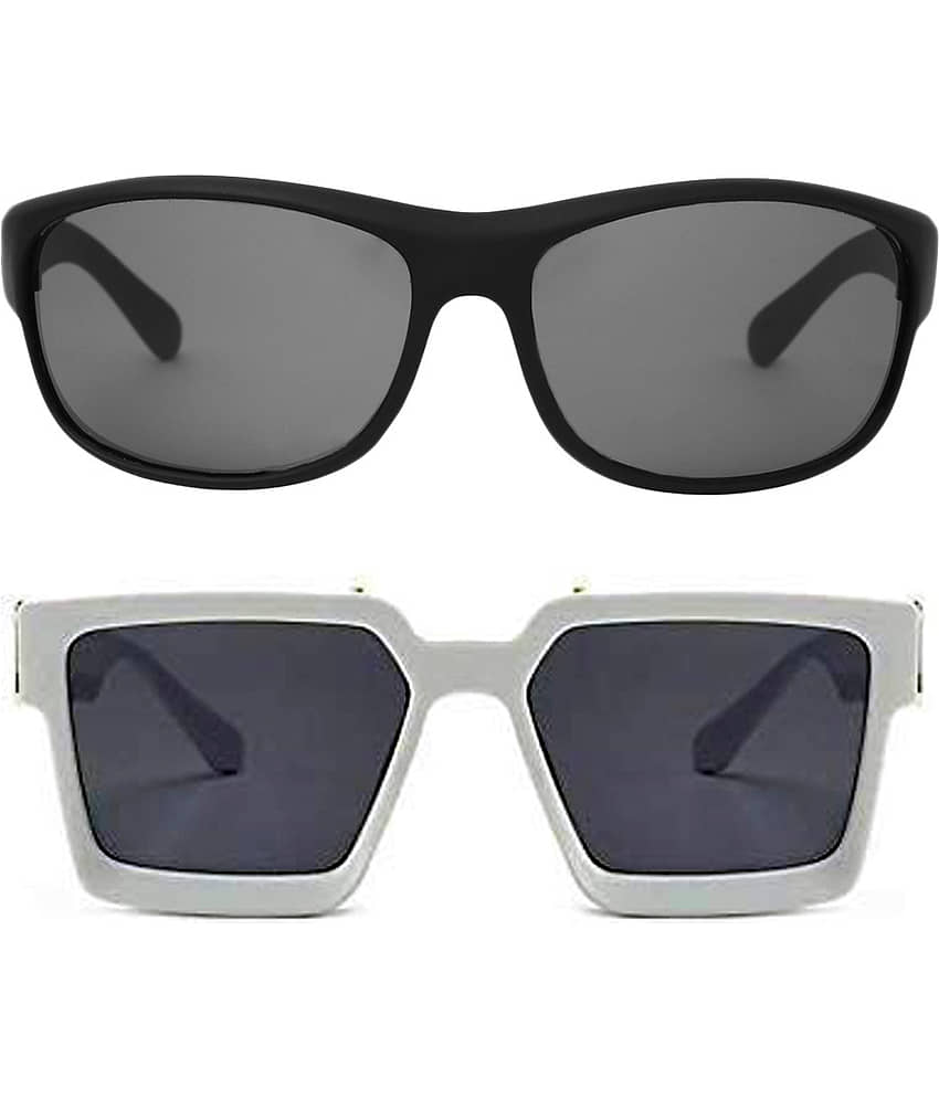 Kanny Devis - White Rectangular Sunglasses ( Pack of 2 )