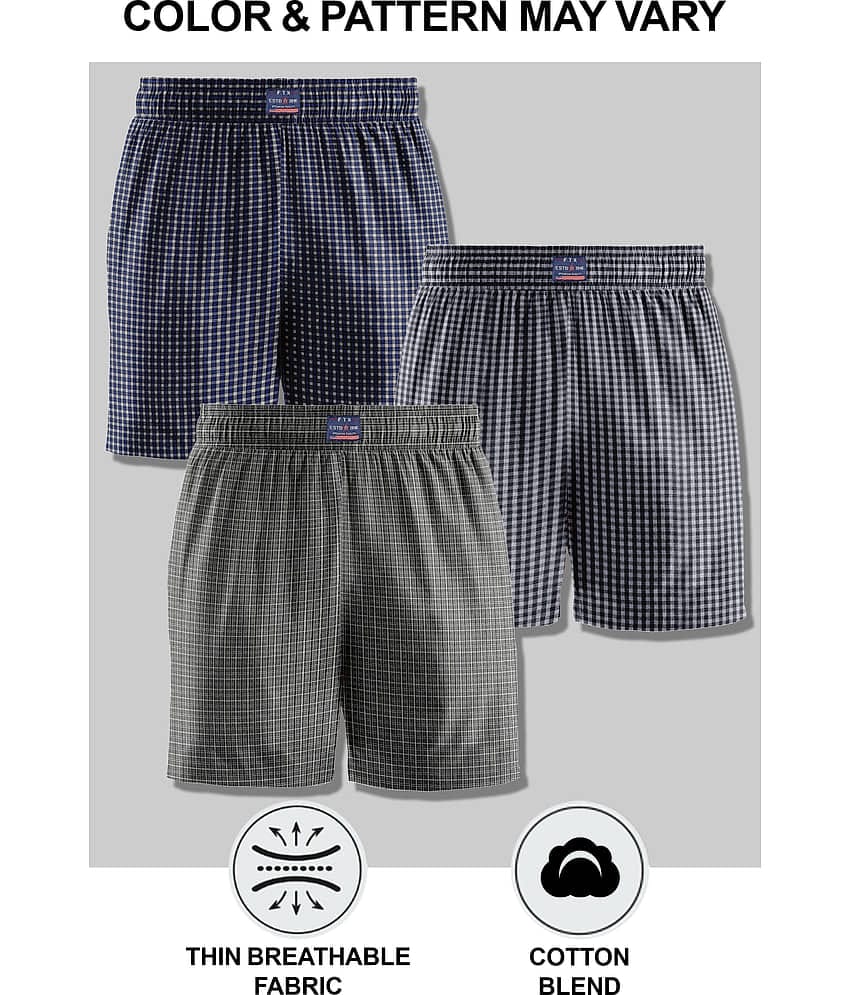 FTX Pack of 3 Cotton Blend Boxers For Men's ( Blue )