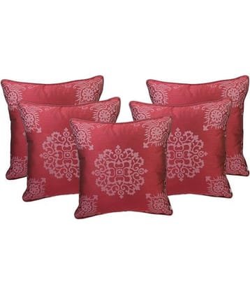 Zubix Pink & White Polyester Cushion Covers Set Of 5