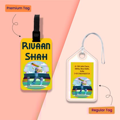 Personalized Bag Tags for Kids - Set of 5 - Cricket design-Regular Bag Tags