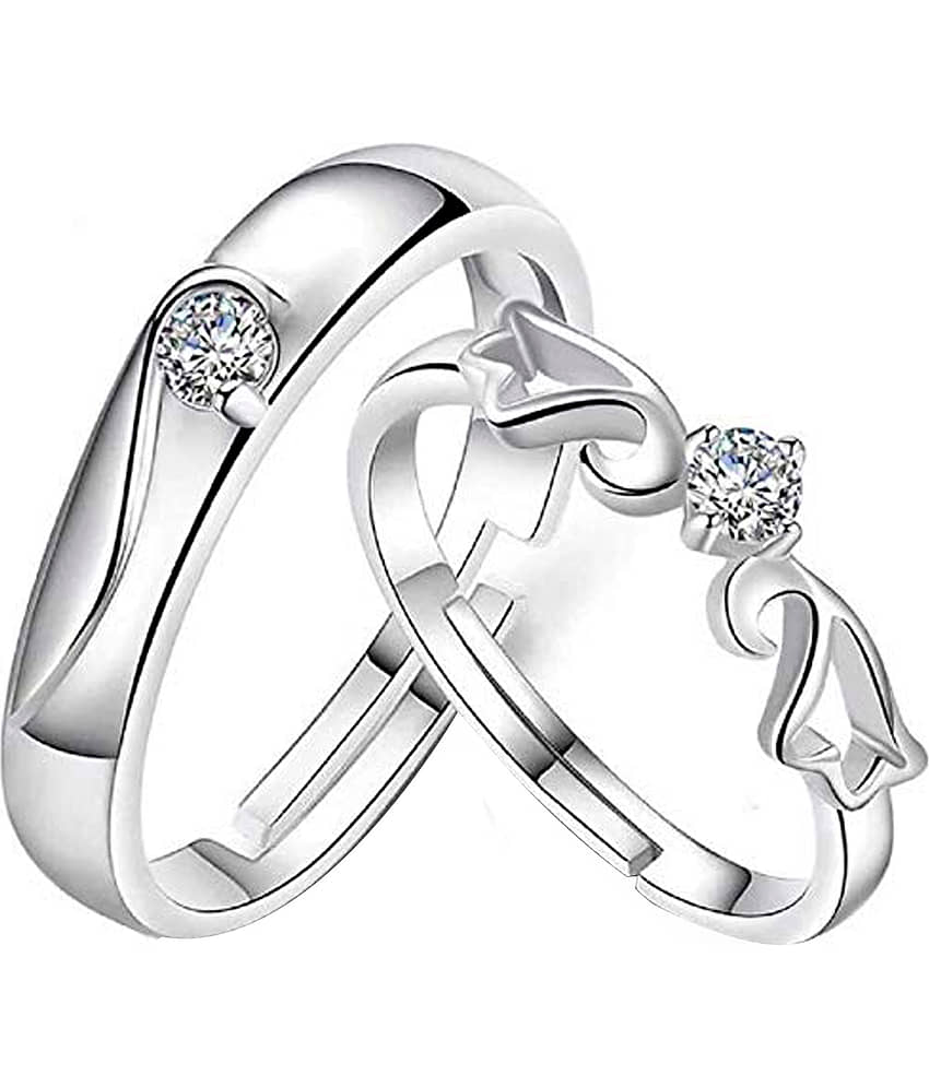 ShreejiHuf - Silver Couple Ring (Pack of 1)