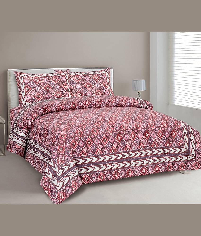 CLOTHORO Cotton 1 Double King Bedsheet with 2 Pillow Covers ( Multicolor )