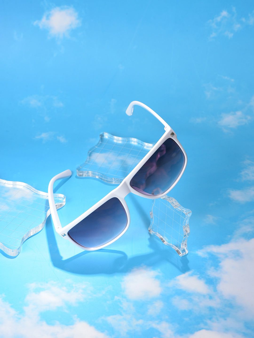 Purple Lens White Wayfarer Sunglasses-Sunglasses