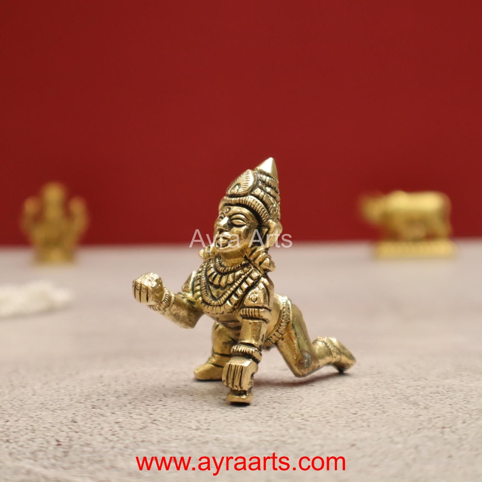 Handmade Brass Laddu Gopal Krishna Bal Krishna Idol - 2.5 inch Height