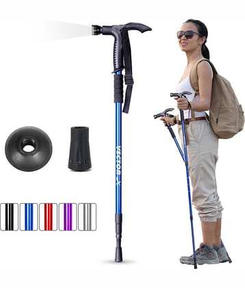 Vector X Trekking Poles Shock Absorbing Adjustable Hiking or Walking Sticks With Accessories  (with Light)