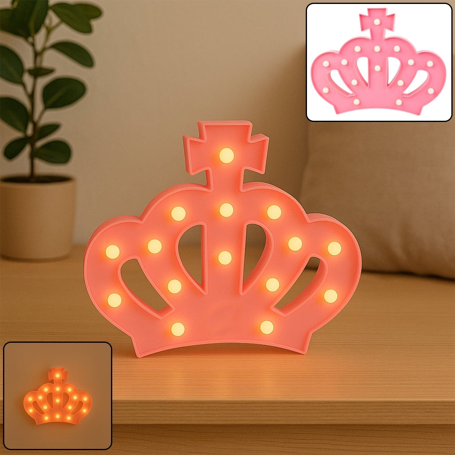 Crown Shape LED Decorative Night Light (1 Pc)_assorted colour
