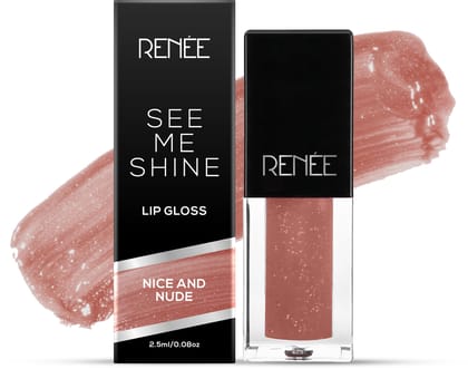 RENEE See Me Shine Lip Gloss - Nice And Nude 2.5ml | Glossy, Non Sticky & Non Drying Formula | Long Lasting Moisturizing Effect | Compact and Easy to Carry RENEE See Me Shine Lip Gloss - Nice And Nude 2.5ml | Glossy, Non Sticky & Non Drying Formula | Lon