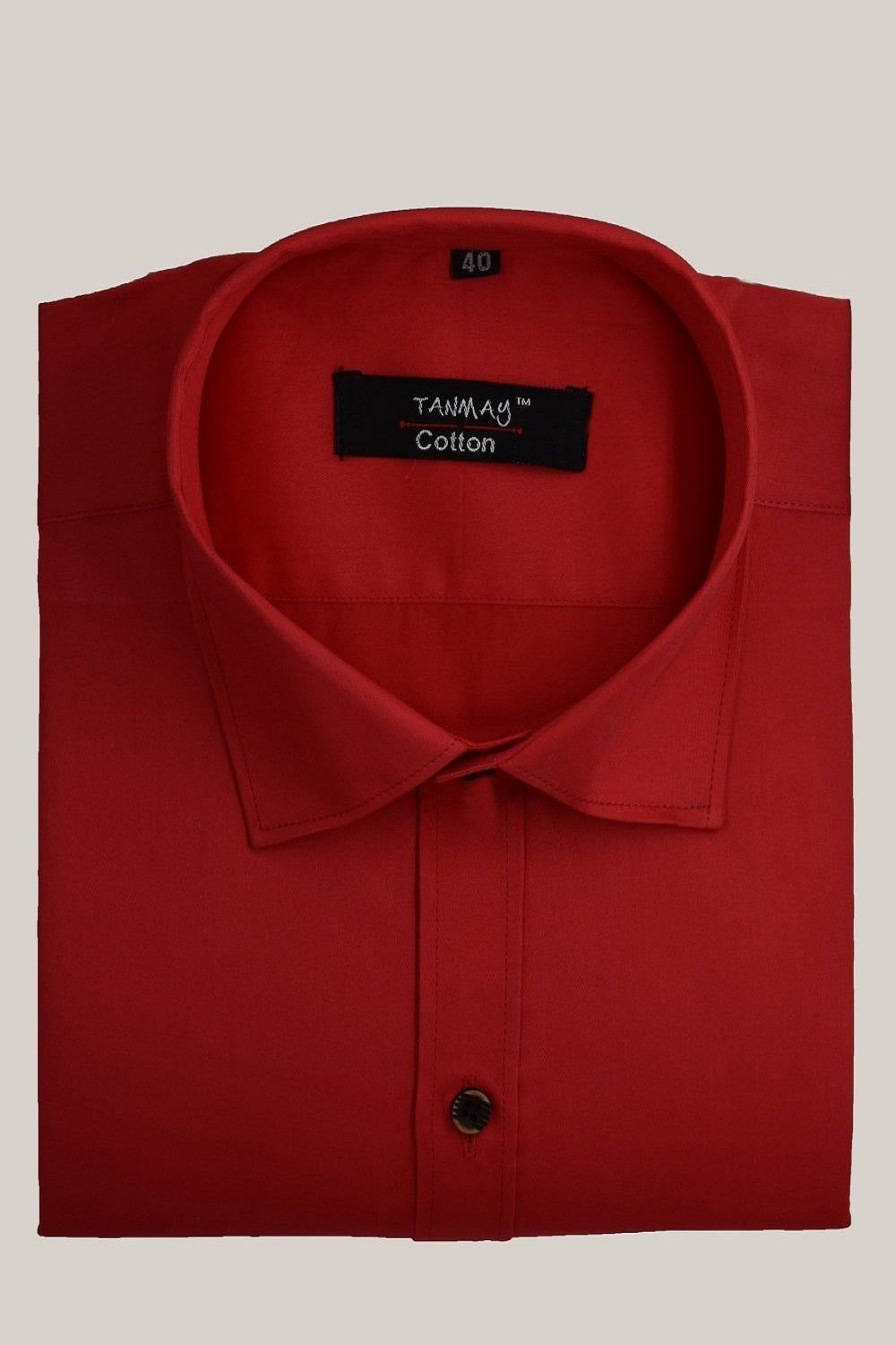 Cotton Tanmay Red Color Formal Shirt for Men's-M (38 Inch) (97 CM) / Full