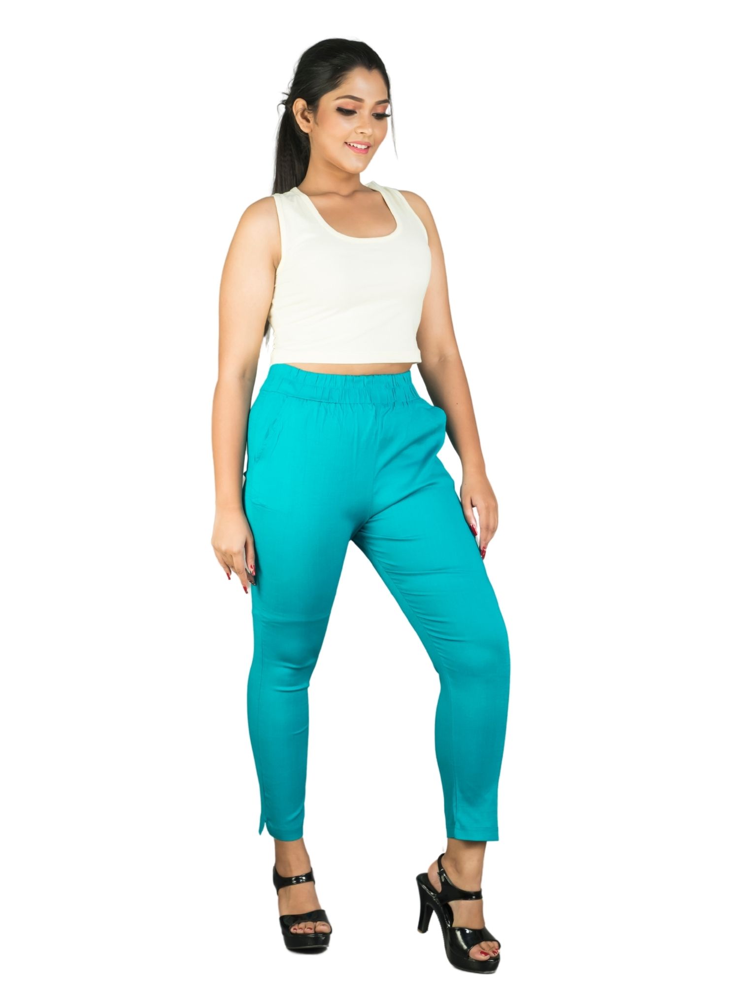 161RVT 4Cats Free Size Trendy Straight Pants - Sea Green